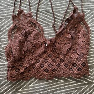 Free People Brown Lace Bralette Intimates